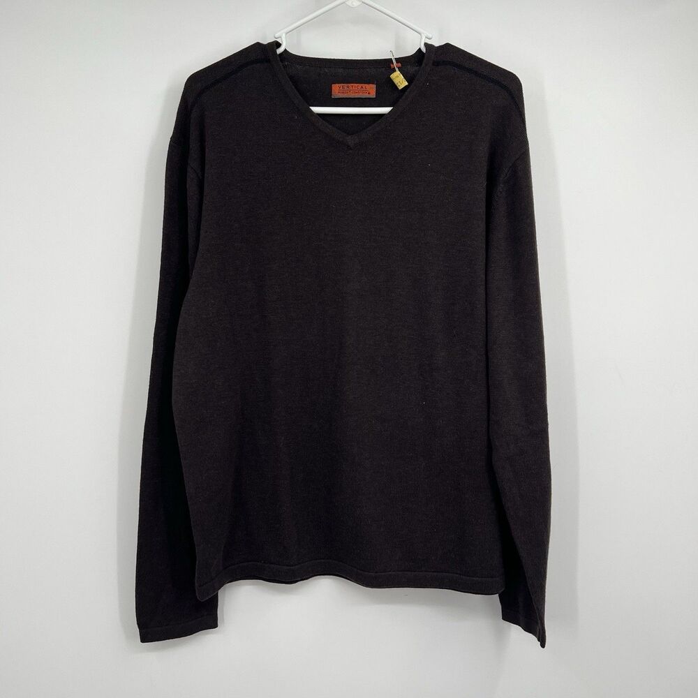 Mens Vertical Robert Comstock Brown Knit Sweater L Preppy Casual Golf